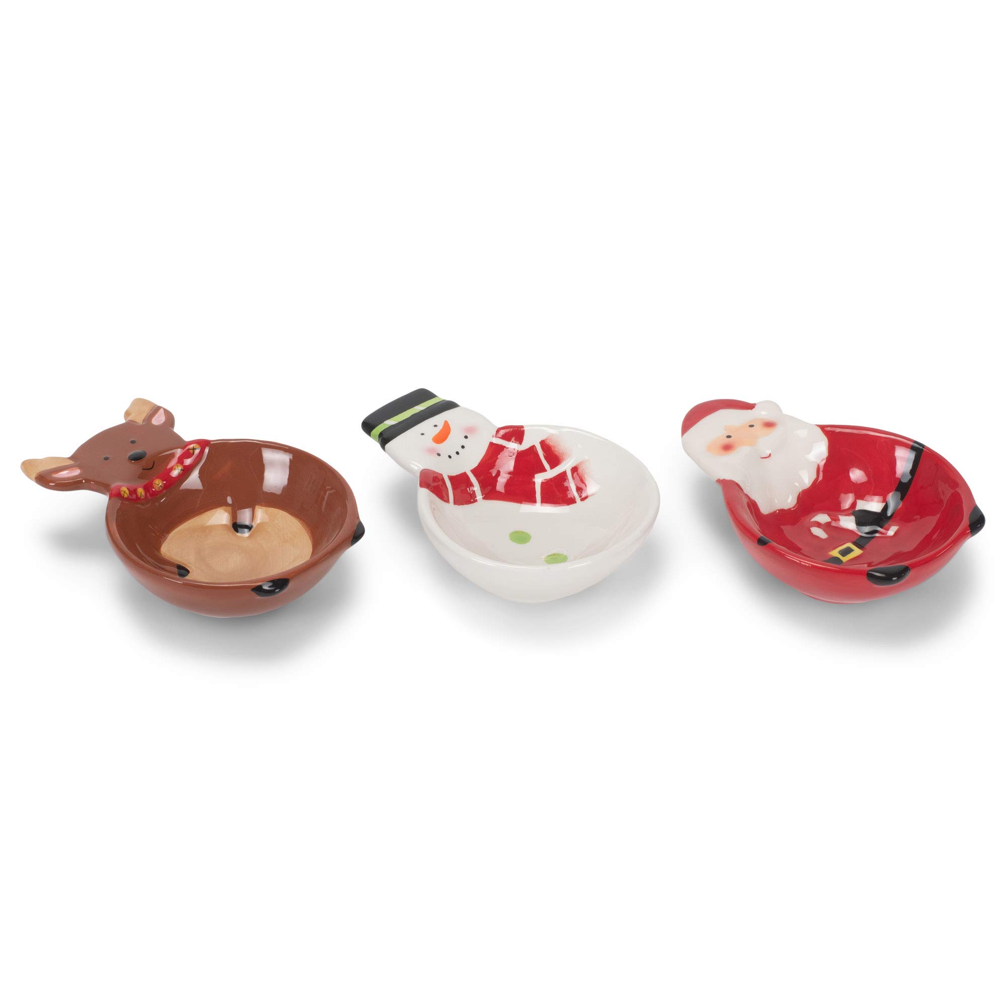 Snowman Reindeer Santa Christmas Character 4.75 Dolomite Ceramic Bowl Set of 3