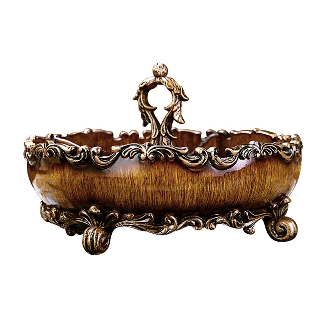 Fruit Plates Fruit Dish Living Room Coffee Table Wooden Partitioned Decoration Retro Dried Fruit Tray, Candy Tray, Home Hotel Jewelry Decoration (Color : Brown, Size : 30.1 * 18.5cm)