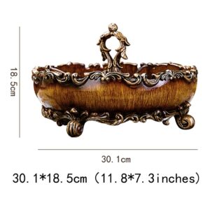 Fruit Plates Fruit Dish Living Room Coffee Table Wooden Partitioned Decoration Retro Dried Fruit Tray, Candy Tray, Home Hotel Jewelry Decoration (Color : Brown, Size : 30.1 * 18.5cm)