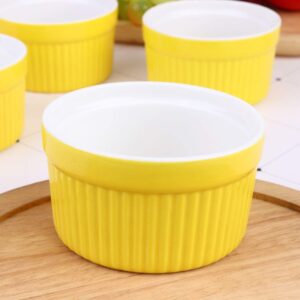 PRETYZOOM Ceramic Ramekins Porcelain Dishes Dessert Custard Baking Cup Round Ceramic Pudding Cup Bowl Ramekins Bakeware for Baking Serving Creme Brulee Lava Cake 5pcs