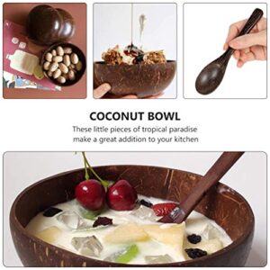 DOITOOL Coconut Bowl Spoon Set Coco Spoon with Wooden Bowl Vegan Smoothie Bowls Acai Bowl Salad Serving Bowl for Candy Nut Oatmeal Vegetable Fruit