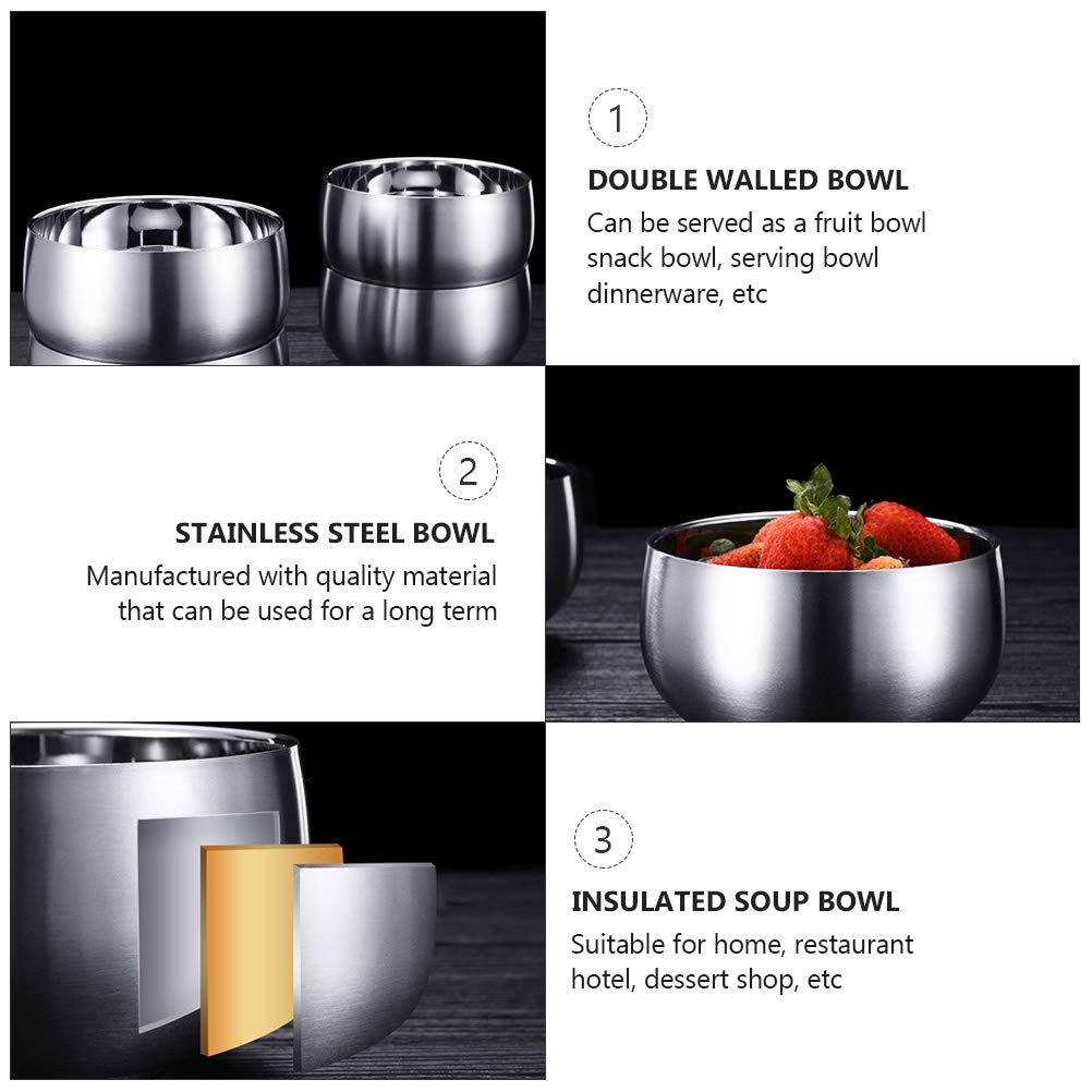 1pc Stainless Steel Bowl Cereal Bowls Soup Bowl Kids Mixing Bowls Rice Bowl Salad Bowls Stainless Steel Mixing Bowls Food Bowl Metal 316 Stainless Steel Child Bowl