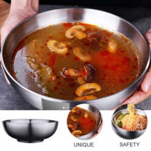 Cabilock 1pc Stainless Steel Bowl Ice Big Bowls for Eating Cereal Bowl Soba Bowls Metal Cooking Bowls Ramen Bowl Food Serving Bowl Stainless Steel Prep Bowls Salad Bowls Mix Salad Plate