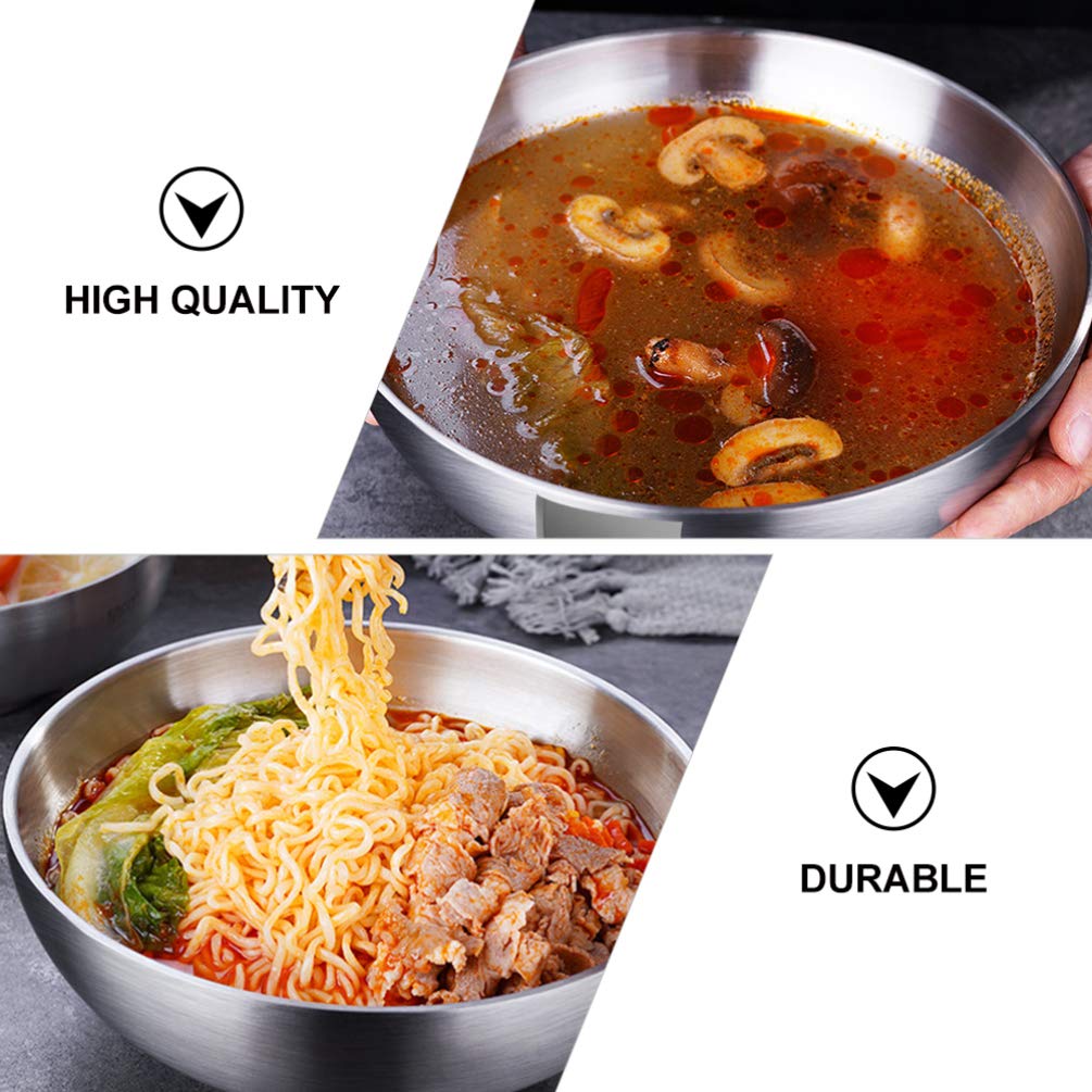 Cabilock 1pc Stainless Steel Bowl Ice Big Bowls for Eating Cereal Bowl Soba Bowls Metal Cooking Bowls Ramen Bowl Food Serving Bowl Stainless Steel Prep Bowls Salad Bowls Mix Salad Plate