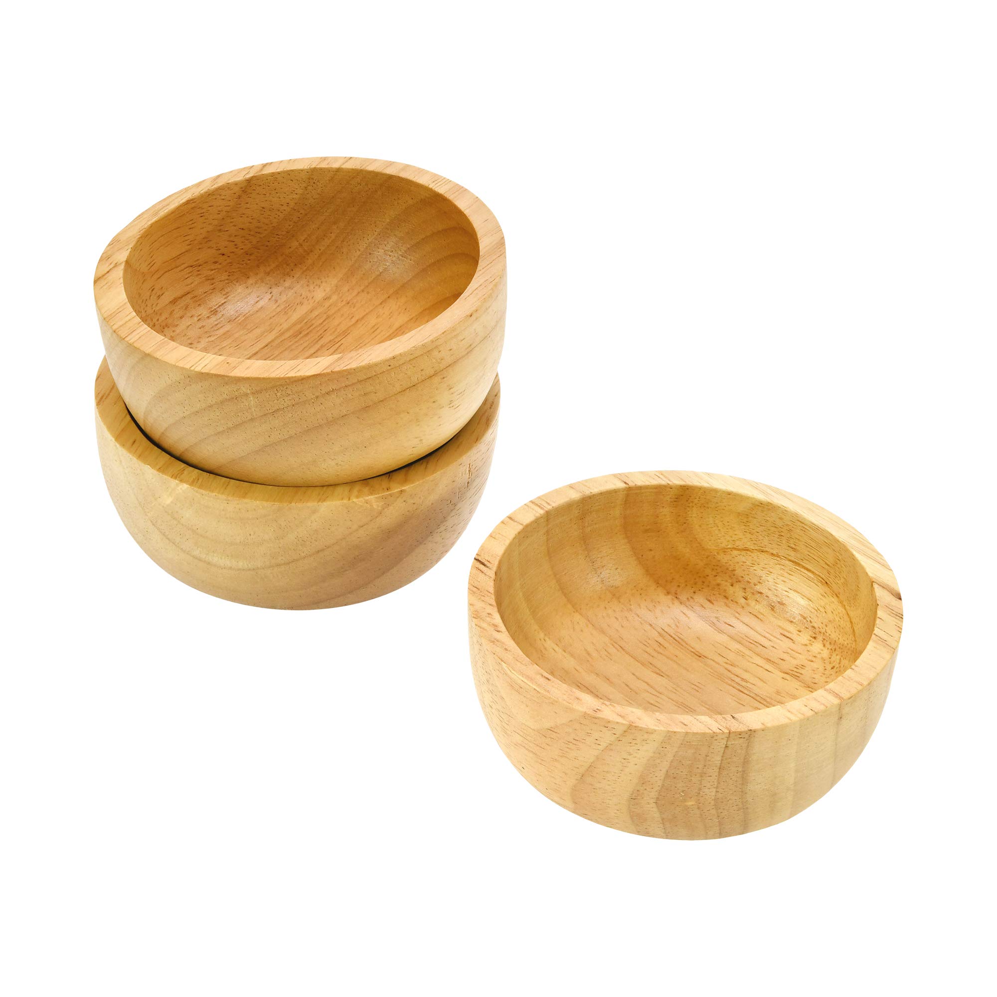 AeraVida Triple Ramekin Condiment Cup Brown Kitchen Décor Natural Rain Tree Wooden Set | Ramekin Condiment Cups | Wooden Serving Bowls for Food | Wooden Fruit Salad Bowls