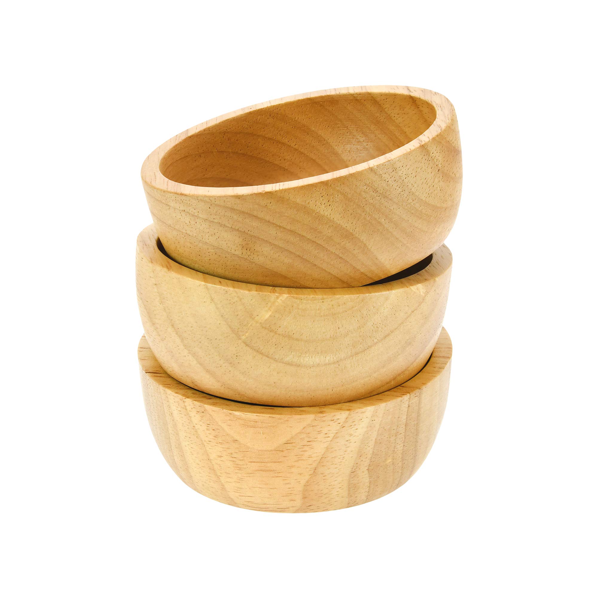 AeraVida Triple Ramekin Condiment Cup Brown Kitchen Décor Natural Rain Tree Wooden Set | Ramekin Condiment Cups | Wooden Serving Bowls for Food | Wooden Fruit Salad Bowls