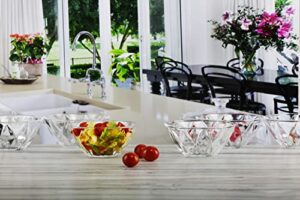 circleware living spaces set of glass bowls, set of 6, glassware for fruits, salad, punch, beverage, ice cream, dessert, food and best décor gifts, 8oz, clear