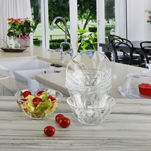 Circleware Living Spaces Set of Glass Bowls, Set of 6, Glassware for Fruits, Salad, Punch, Beverage, Ice Cream, Dessert, Food and Best Décor Gifts, 8oz, Clear