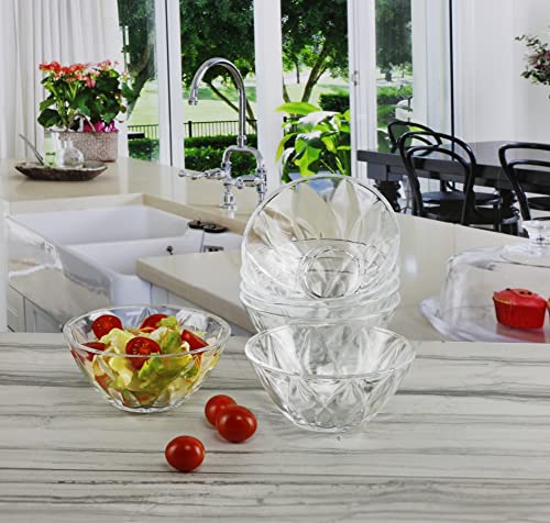 Circleware Living Spaces Set of Glass Bowls, Set of 6, Glassware for Fruits, Salad, Punch, Beverage, Ice Cream, Dessert, Food and Best Décor Gifts, 8oz, Clear