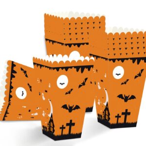 Goroar Cute Classic Haunted House Pumpkin Halloween Popcorn Boxes, Set of 12, Halloween Party Favor Popcorn Treat Boxes