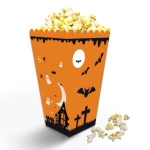 Goroar Cute Classic Haunted House Pumpkin Halloween Popcorn Boxes, Set of 12, Halloween Party Favor Popcorn Treat Boxes