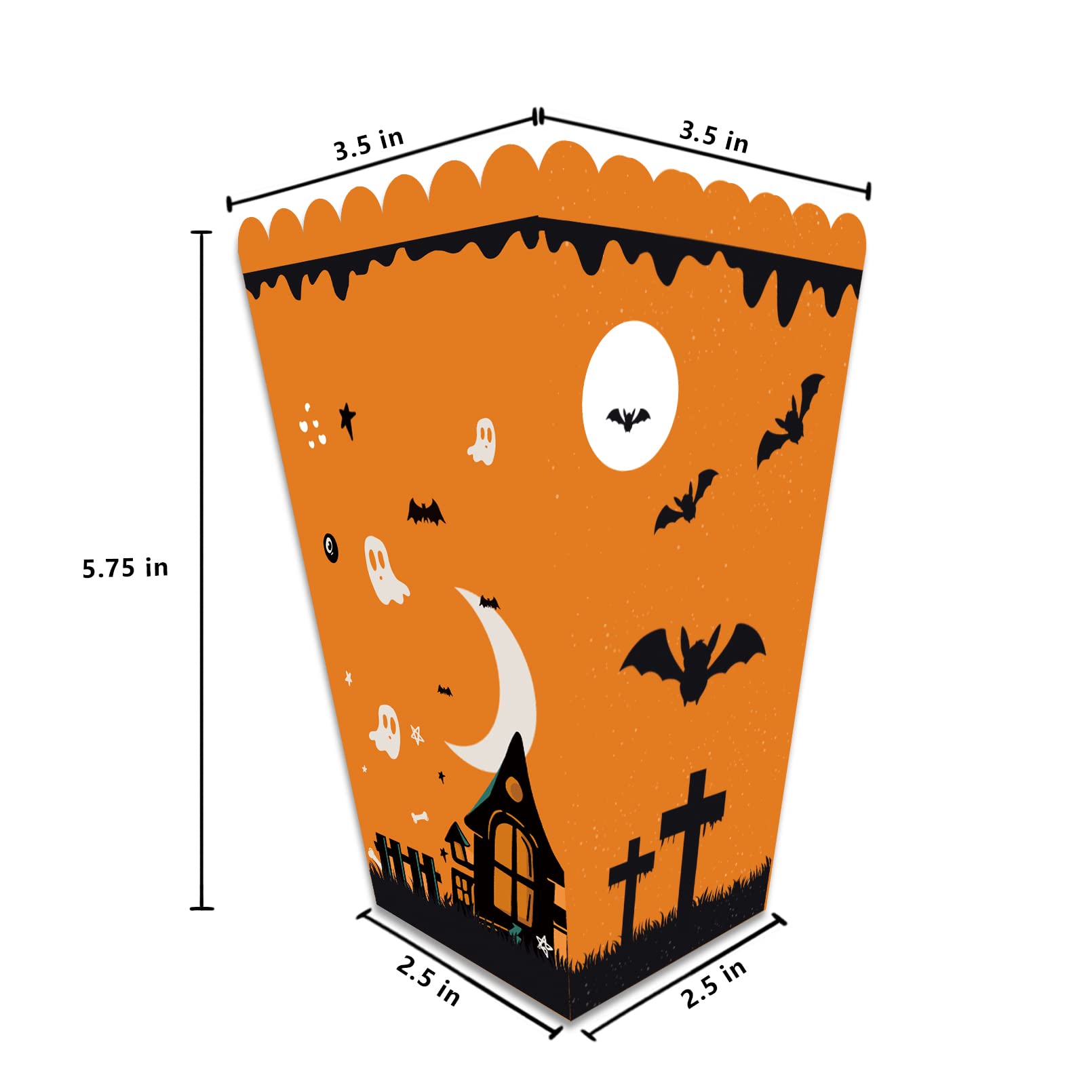 Goroar Cute Classic Haunted House Pumpkin Halloween Popcorn Boxes, Set of 12, Halloween Party Favor Popcorn Treat Boxes