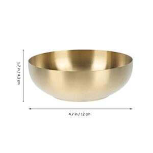Angoily Heavy Duty Metal Rice Cereal Bowls Stainless Steel Serving Bowls Double Walled Ice Cream Soup Bowls Heat Insulated Mixing Bowls Gold 12cm