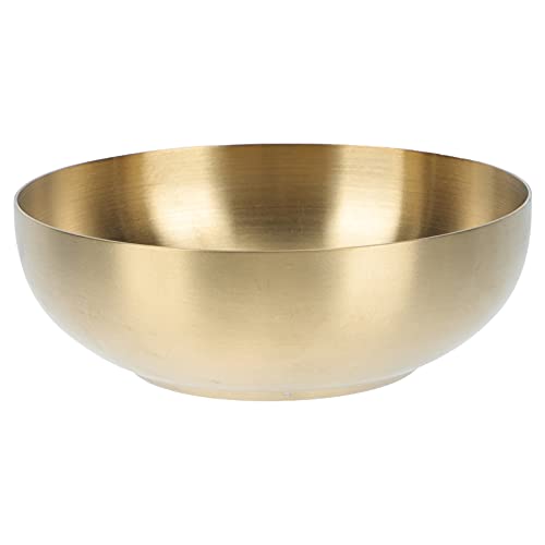 Angoily Heavy Duty Metal Rice Cereal Bowls Stainless Steel Serving Bowls Double Walled Ice Cream Soup Bowls Heat Insulated Mixing Bowls Gold 12cm