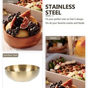 Angoily Heavy Duty Metal Rice Cereal Bowls Stainless Steel Serving Bowls Double Walled Ice Cream Soup Bowls Heat Insulated Mixing Bowls Gold 12cm