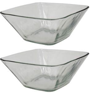 set of 2 epure elegant glass bowls 8.125" x 8.125" x 3.125" beautiful 63 oz bowls - thick quality glass - an elegant glass bowl set perfect for any occasion! (2)