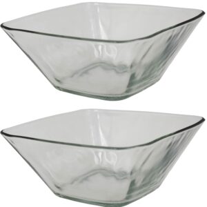 Set of 2 Epure Elegant Glass Bowls 8.125" x 8.125" x 3.125" Beautiful 63 OZ Bowls - Thick Quality Glass - An Elegant Glass Bowl Set Perfect for any Occasion! (2)