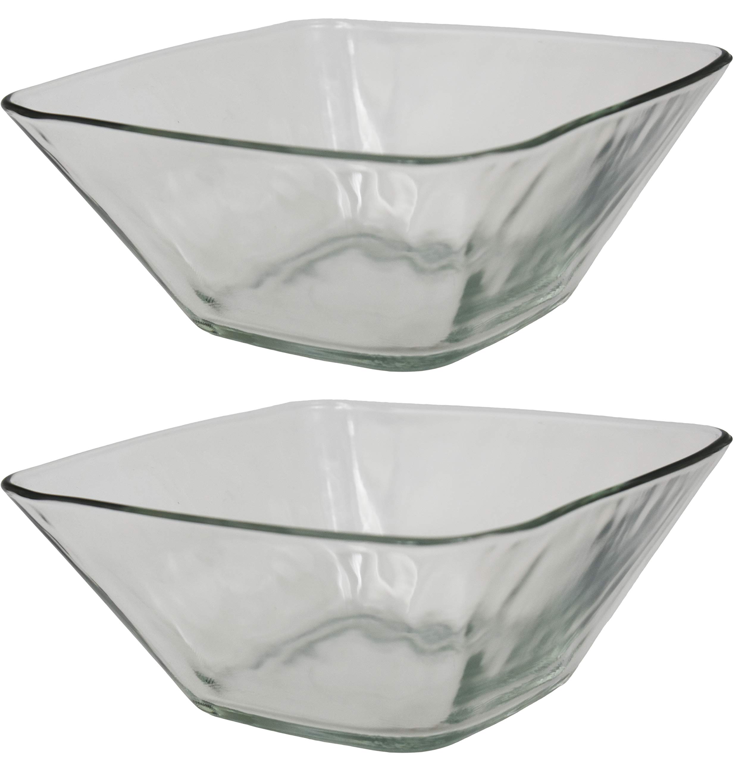 Set of 2 Epure Elegant Glass Bowls 8.125" x 8.125" x 3.125" Beautiful 63 OZ Bowls - Thick Quality Glass - An Elegant Glass Bowl Set Perfect for any Occasion! (2)