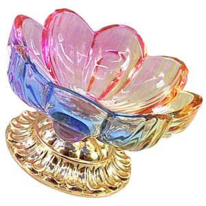 beavorty lotus glass fruit tray buddhist plate offering bowl tabletop footed fruit plates art glass bowl for kitchen centerpiece dessert cake