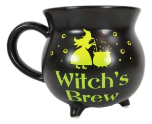 ebros wicca witch's brew alchemy and magic potion reduction fired porcelain cauldron shaped bowl or large mug 32oz with handle hot cocoa coffee tea cereal soup mugs bowls occult witchcraft