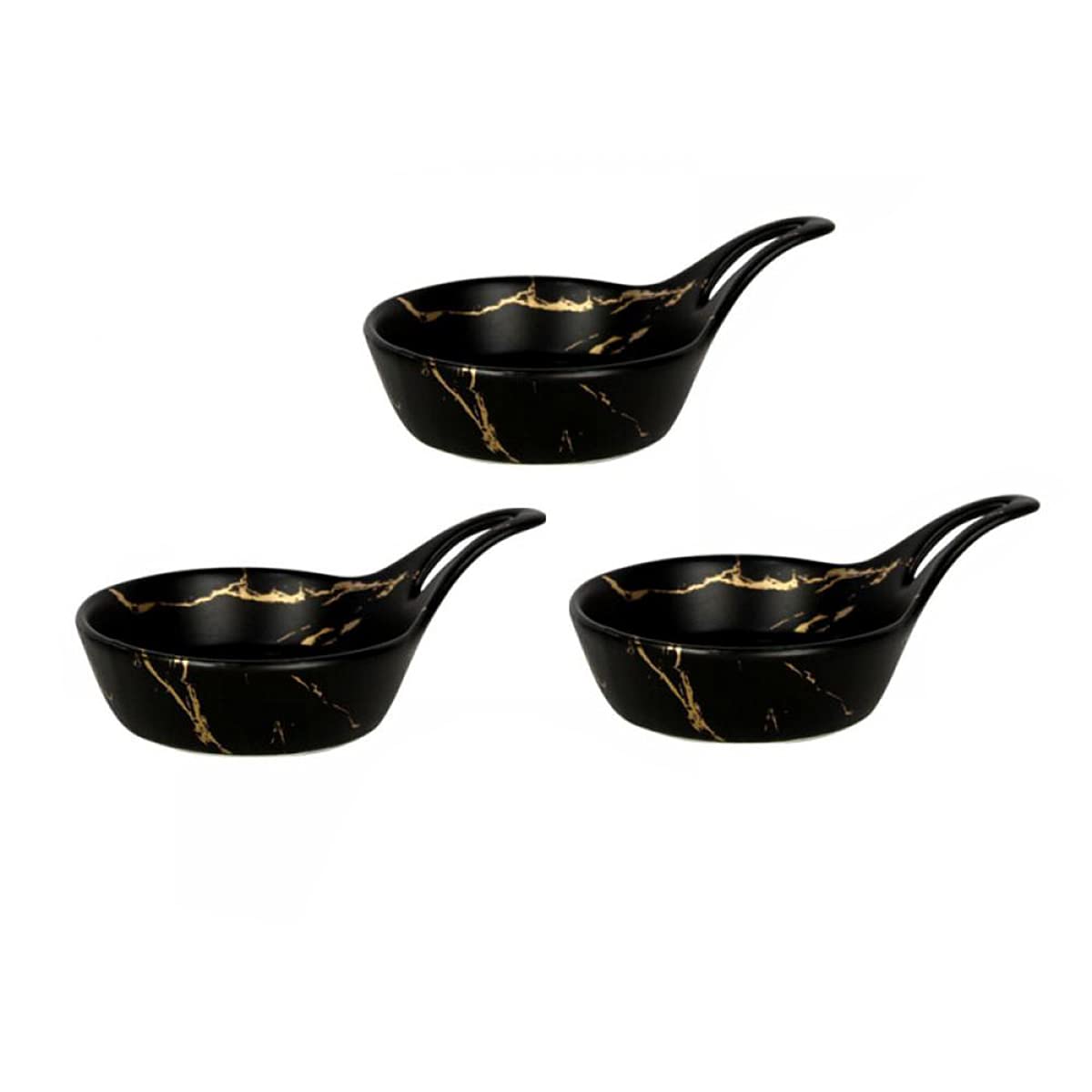 Sizikato 3pcs Porcelain Sauce Dish with Handle, 4-Inch Caviar Dish, Spoon Shape