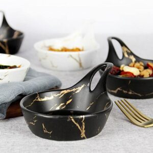 Sizikato 3pcs Porcelain Sauce Dish with Handle, 4-Inch Caviar Dish, Spoon Shape