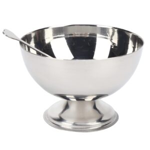 Pssopp Dessert Bowls with forks Stainless Steel Milkshake Cup Short‑Footed Medium Snack Dish Multipurpose and Easy to Clean for Ice Cream Fruit