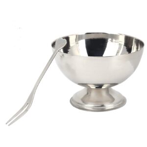 Pssopp Dessert Bowls with forks Stainless Steel Milkshake Cup Short‑Footed Medium Snack Dish Multipurpose and Easy to Clean for Ice Cream Fruit