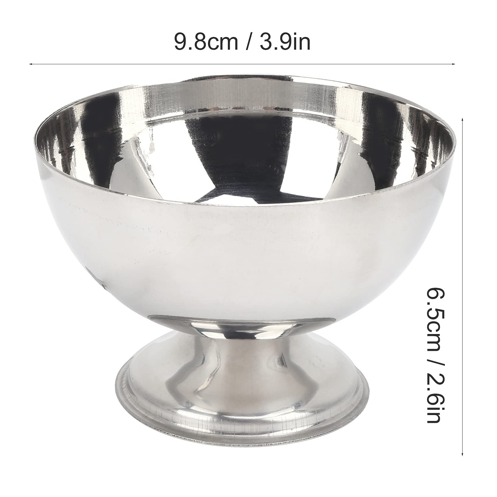 Pssopp Dessert Bowls with forks Stainless Steel Milkshake Cup Short‑Footed Medium Snack Dish Multipurpose and Easy to Clean for Ice Cream Fruit