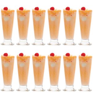 vikko footed ice cream cups, small 6.3 ounce milkshake glasses, thick and durable dessert cups for floats, shakes, and sundaes, set of 6 ice cream cups