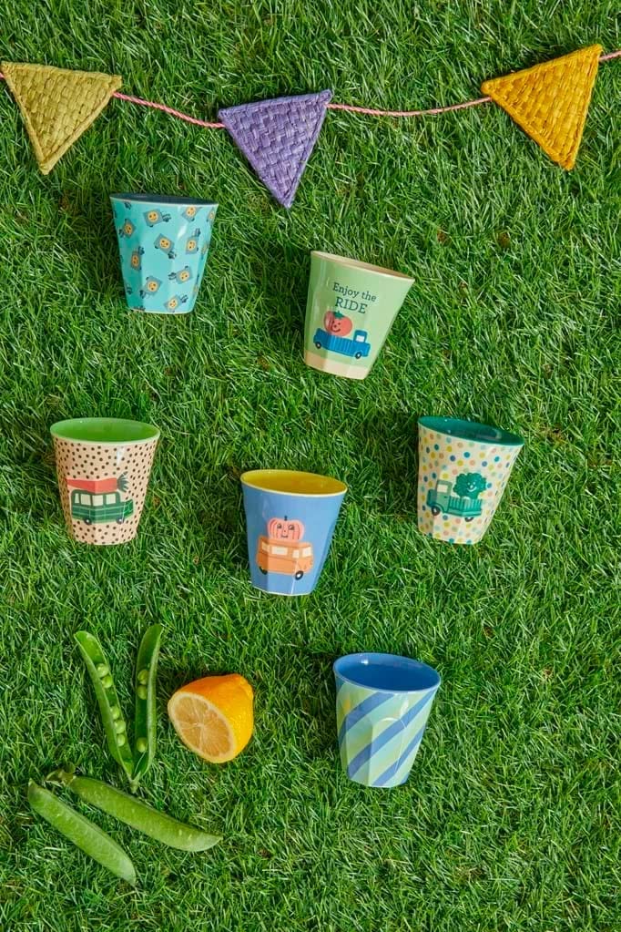 Rice By Rice - Kids Car Designs | 6 piece cups set, BPA Free, Reusable, Lightweight, Food safe