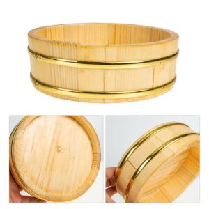 YARDWE Sushi Rice Bowl Wooden Sushi Rice Bowls Hangiri Sushi Rice Mixing Tub Japanese Sushi Bucket Container for Japanese Restaurant (Khaki) Sushi Rice Bowl Large