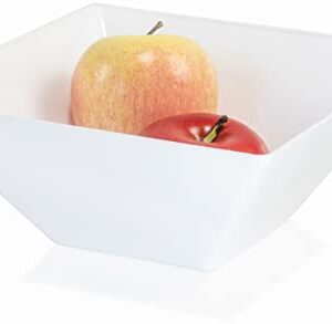 Red Co. 8.5” x 8.5” Square 2 Quart Reusable Tapered Fruit  Serving Bowl, Set of 4 - White