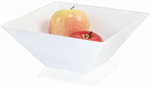 Red Co. 8.5” x 8.5” Square 2 Quart Reusable Tapered Fruit  Serving Bowl, Set of 4 - White