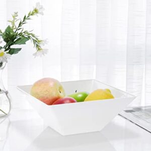 Red Co. 8.5” x 8.5” Square 2 Quart Reusable Tapered Fruit  Serving Bowl, Set of 4 - White