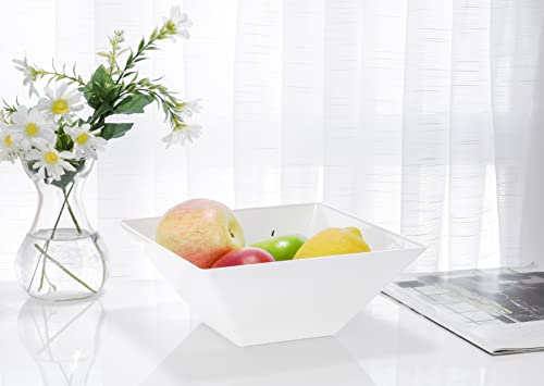 Red Co. 8.5” x 8.5” Square 2 Quart Reusable Tapered Fruit  Serving Bowl, Set of 4 - White