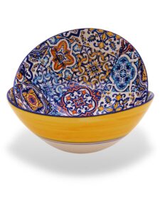 portuguese pottery alcobaça ceramic side dish serving bowl - set of 2