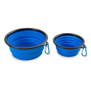 SwissGear 3335 2-Pack Collapsible Dog Bowls for Travel, with Can Lid Set - Blue