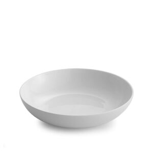 nambe skye collection ceramic soup pasta bowl, large white bowl, for noodles, pho, ramen, 9 inch wide, shallow plate, microwave safe and dishwasher safe