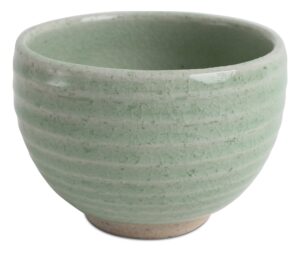 mino ware japanese pottery large bowl mint green stripe crackled (matcha/rice) made in japan (japan import) msb010