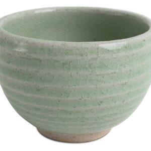 Mino ware Japanese Pottery Large Bowl Mint Green Stripe Crackled (Matcha/Rice) made in Japan (Japan Import) MSB010