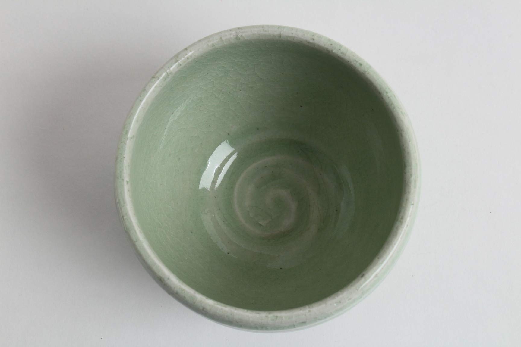 Mino ware Japanese Pottery Large Bowl Mint Green Stripe Crackled (Matcha/Rice) made in Japan (Japan Import) MSB010