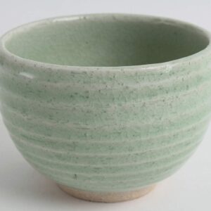 Mino ware Japanese Pottery Large Bowl Mint Green Stripe Crackled (Matcha/Rice) made in Japan (Japan Import) MSB010