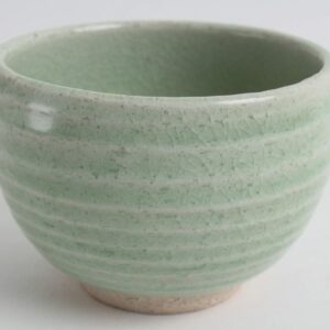 Mino ware Japanese Pottery Large Bowl Mint Green Stripe Crackled (Matcha/Rice) made in Japan (Japan Import) MSB010