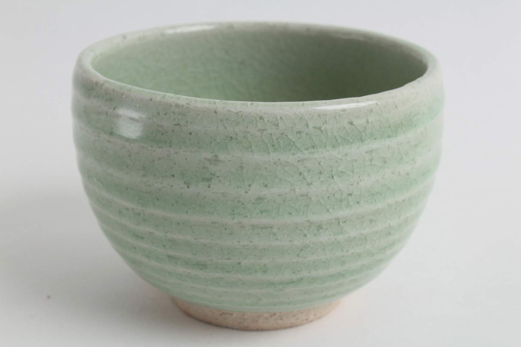 Mino ware Japanese Pottery Large Bowl Mint Green Stripe Crackled (Matcha/Rice) made in Japan (Japan Import) MSB010