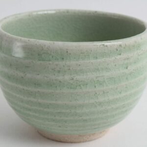 Mino ware Japanese Pottery Large Bowl Mint Green Stripe Crackled (Matcha/Rice) made in Japan (Japan Import) MSB010