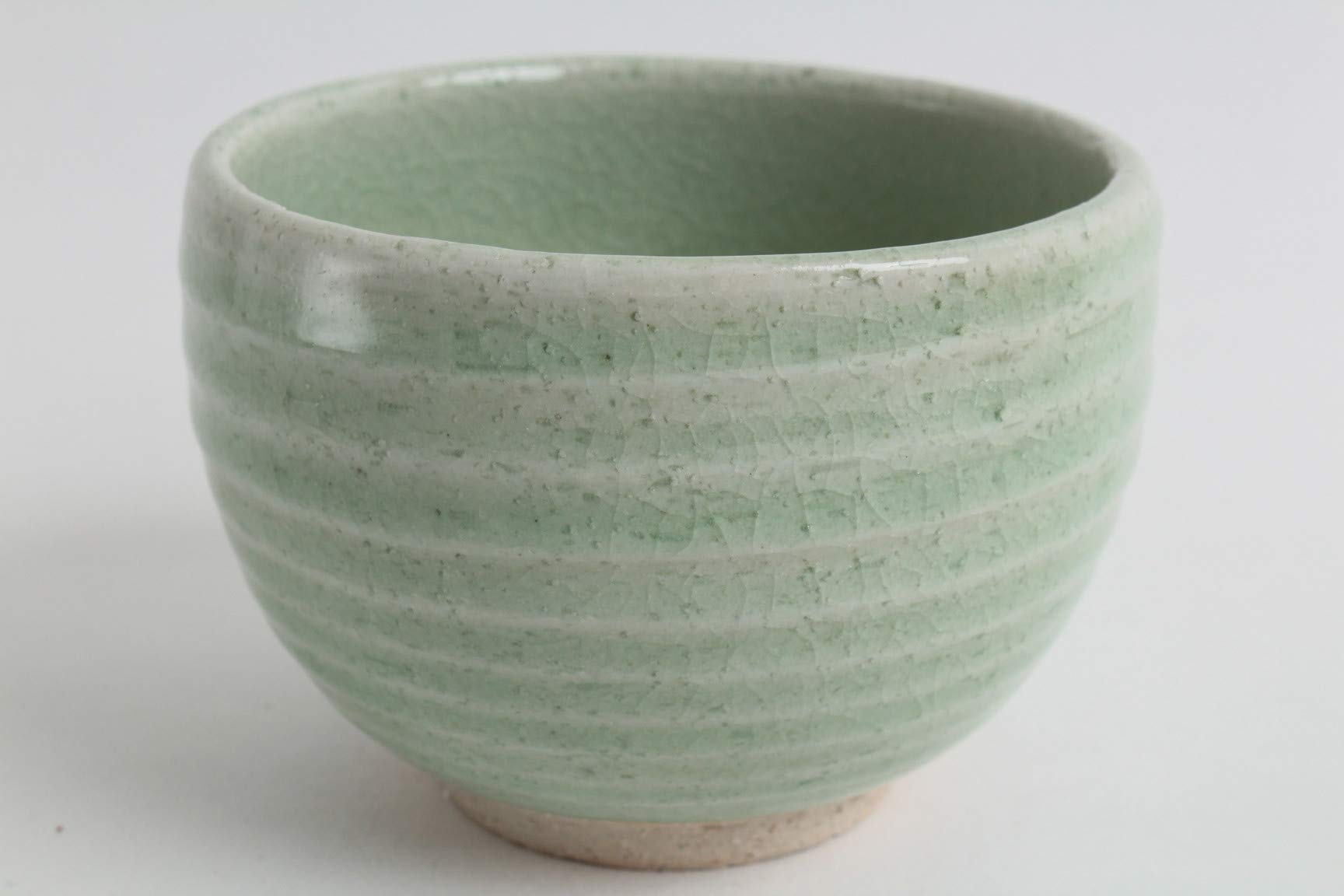 Mino ware Japanese Pottery Large Bowl Mint Green Stripe Crackled (Matcha/Rice) made in Japan (Japan Import) MSB010