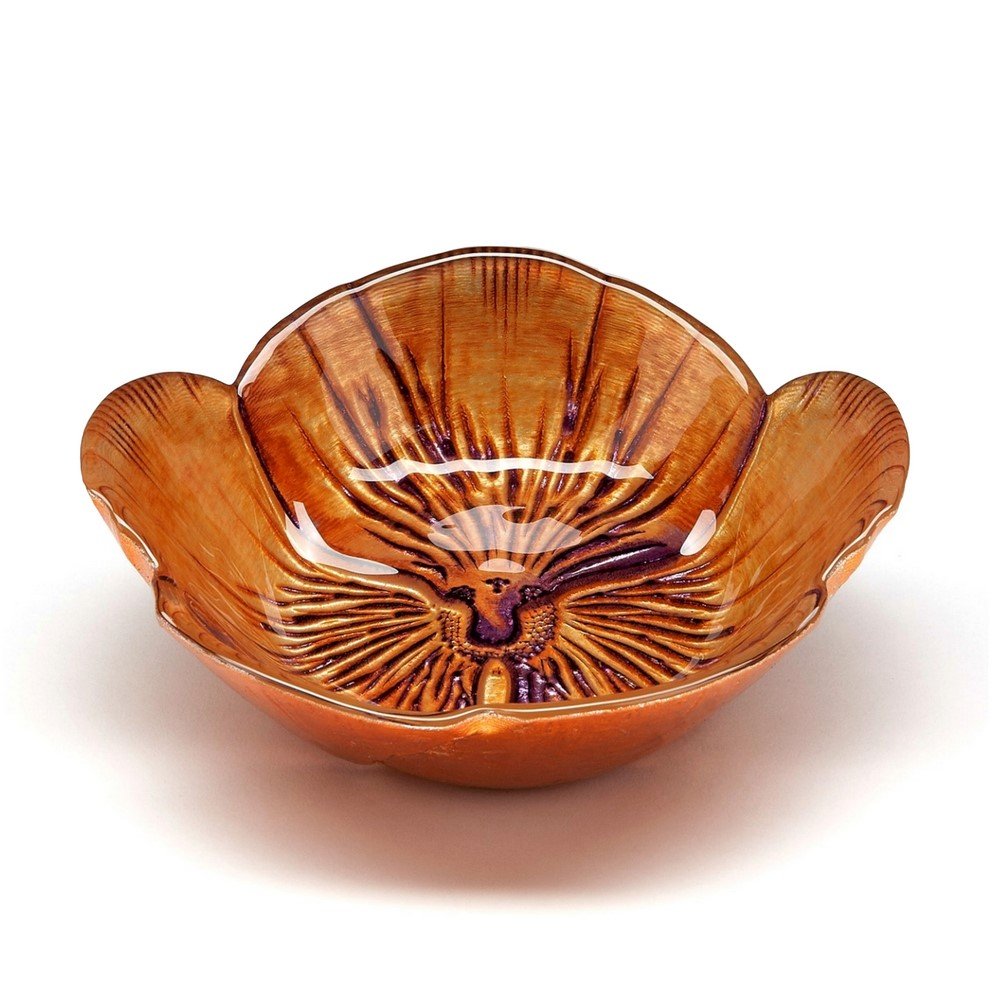 Red Pomegranate Side Set/4 Pansy 6" Copper Purple Bowls