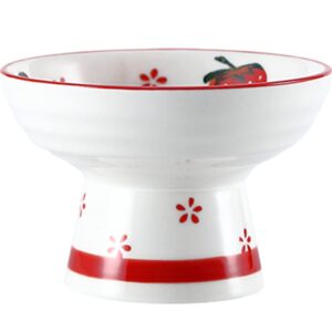 kelendle ceramic footed bowl round pedestal bowl decorative fruit bowl holder dessert display stand serving fruit tray for kitchen counter centerpiece strawberry