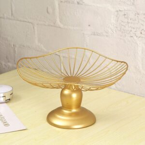 Hemoton Gold Footed Fruit Basket: Metal Wire Fruit Bowl Decorative Snacks Plate Dessert Cake Serving Bowl Appetizers Platter Tray for Home Party Kitchen